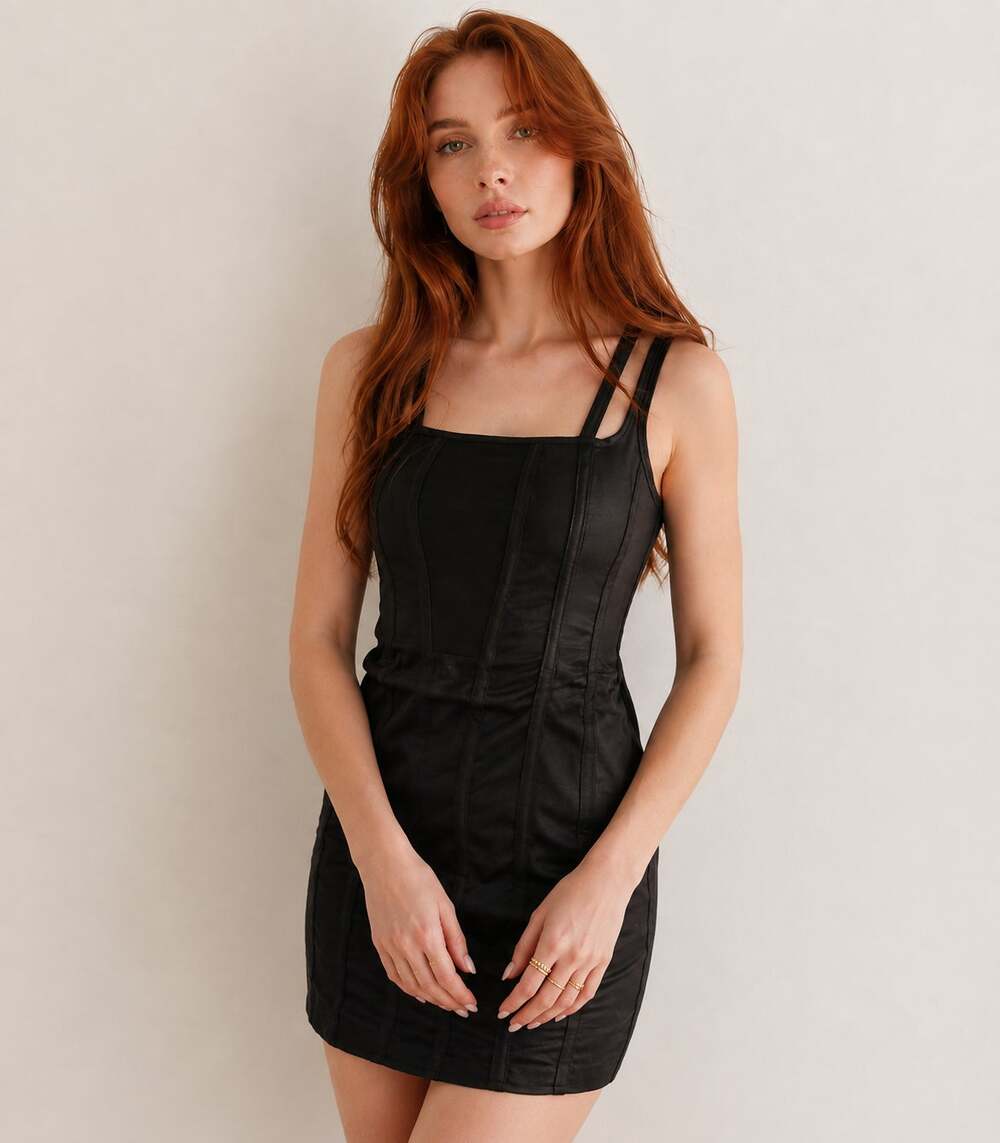 Labelrail x Hana Cross Mesh Corset Double Strap Mini Dress Black Womens Size 6